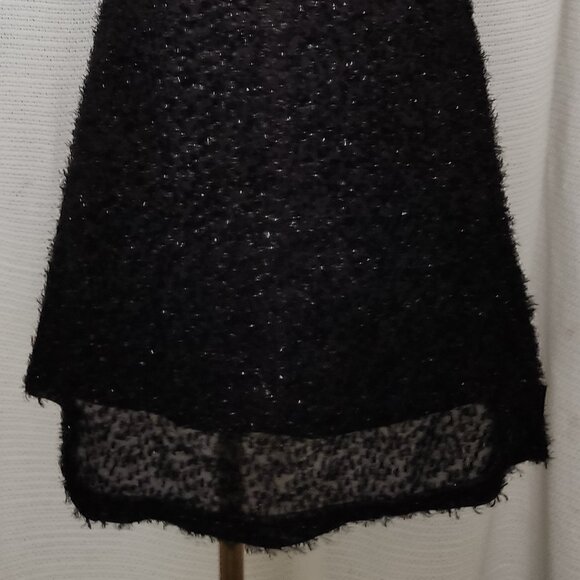 Serious | fuzzy sparkly black mini dress | adjustable strap - Picture 9 of 16